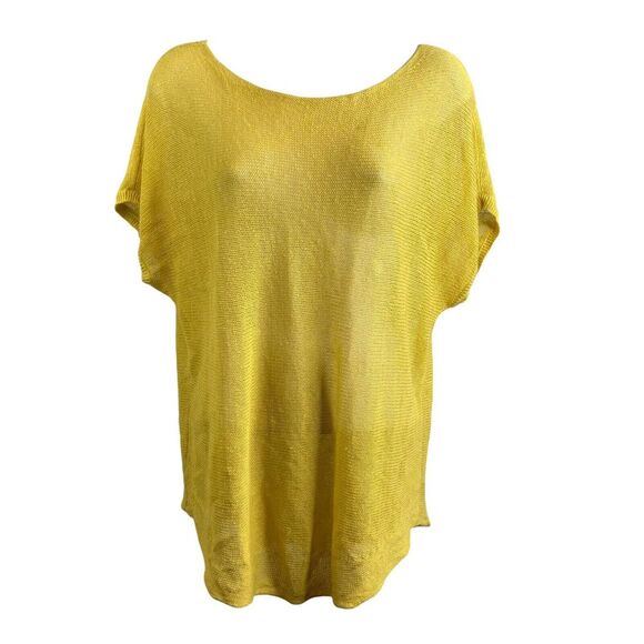 Eileen‎ Fisher Women's Yellow Open Knit Flowy Top Size S Timeless Lagenlook Boho - Picture 1 of 9